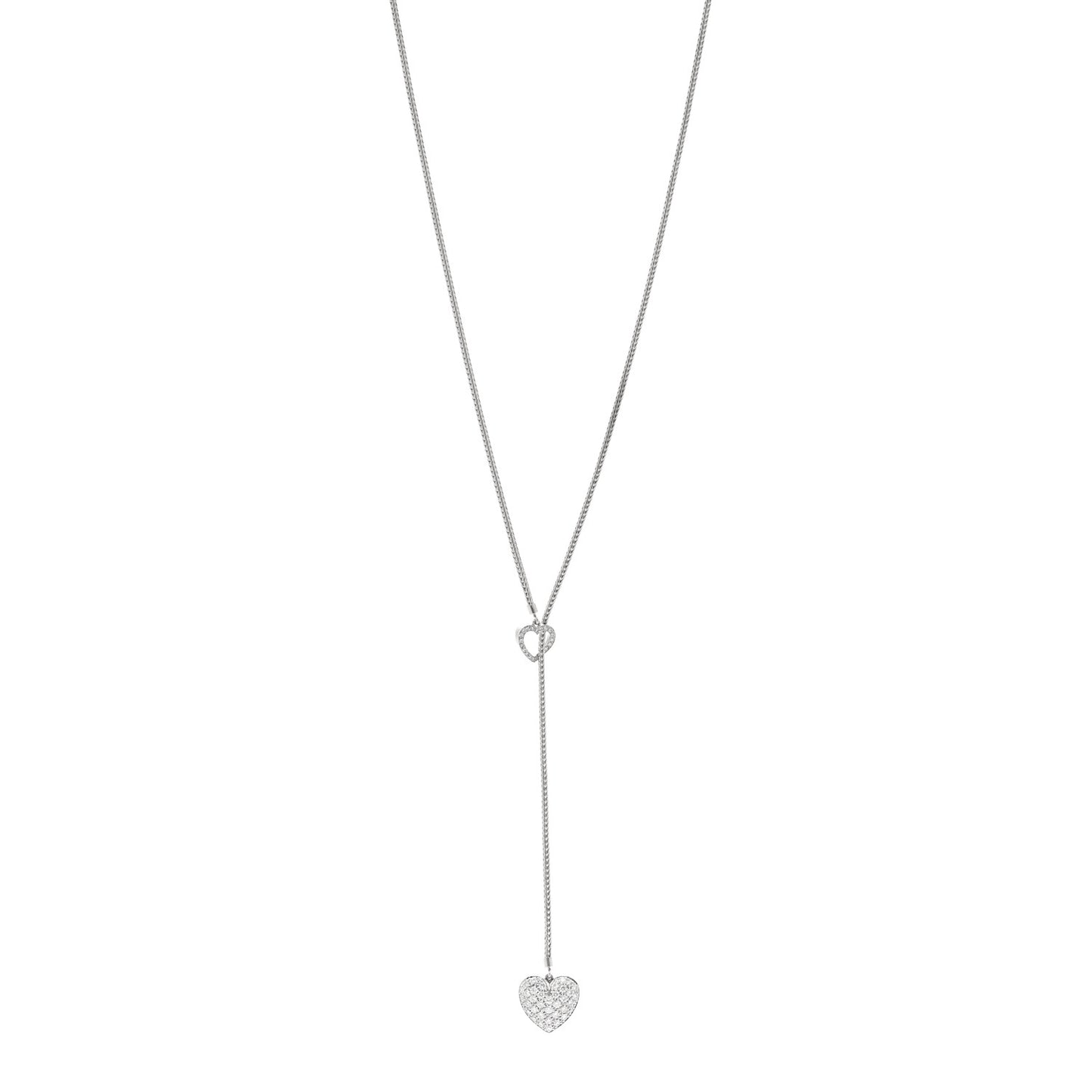 Platinum Diamond Heart Lariat Necklace