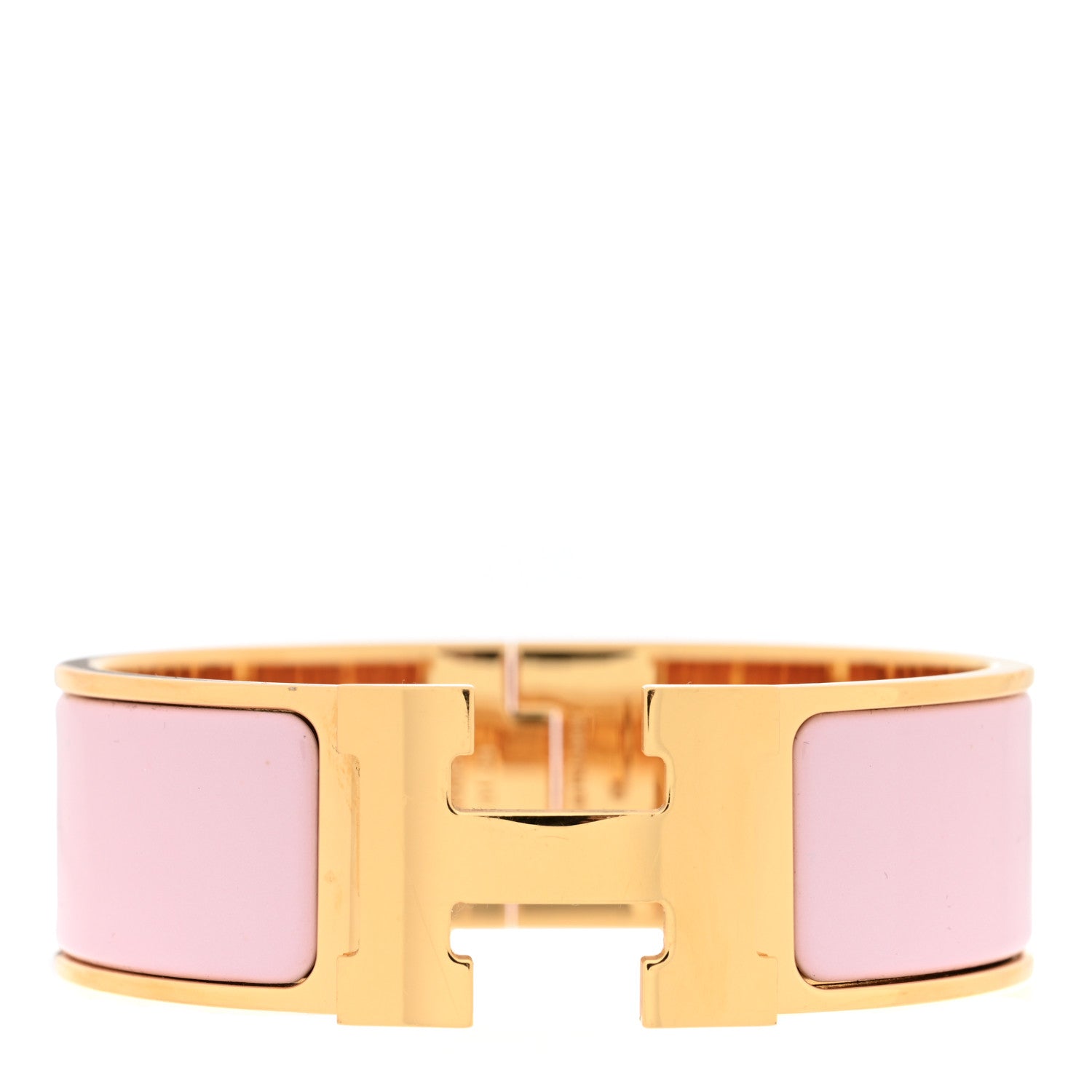 Hermes Enamel Wide Clic Clac H Bracelet PM Rose Dragee 1 of 5