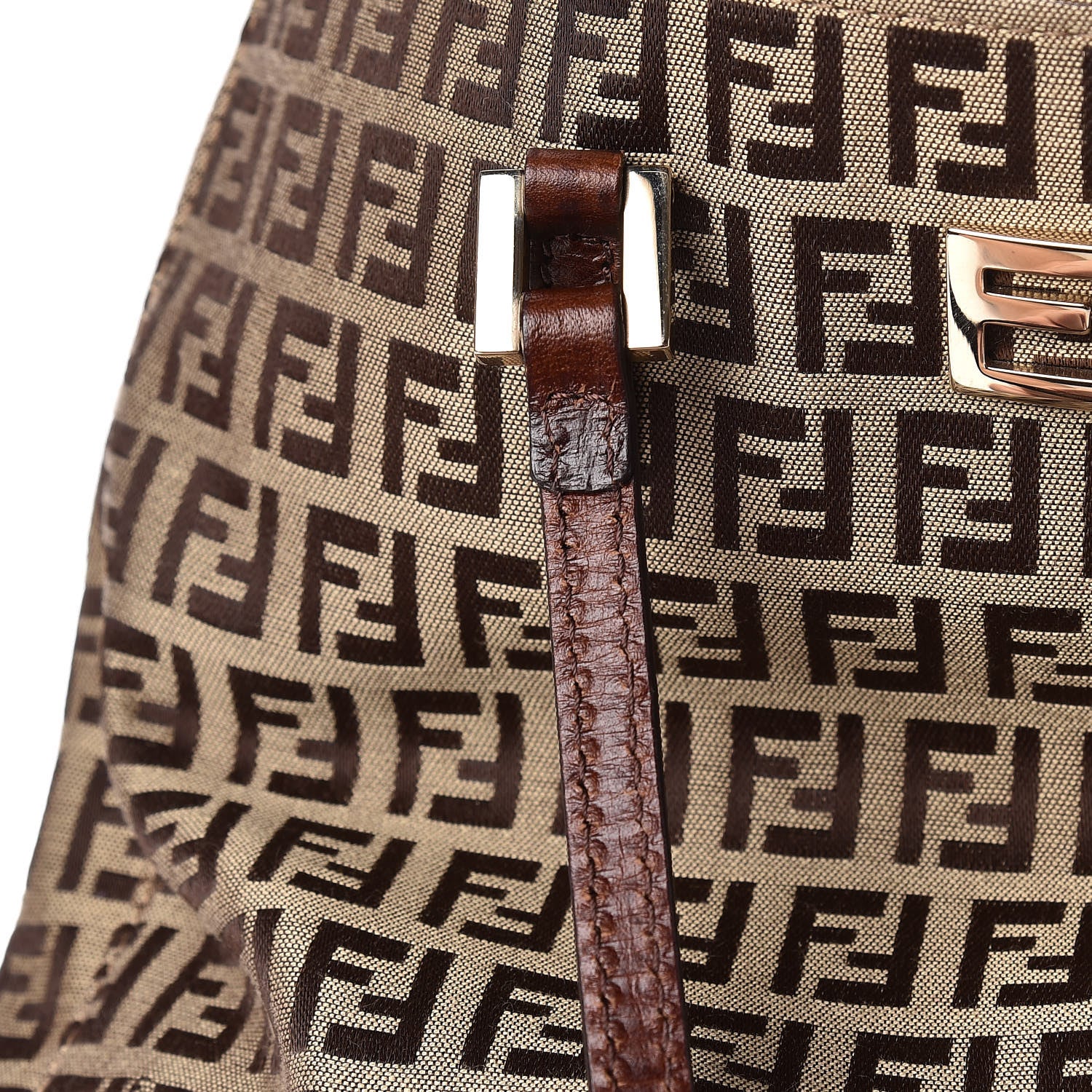 Fendi Zucchino Vitello Tote Mogano Panna Bruciato 12 of 14