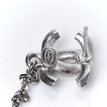 Chanel Crystal Resin CC Drop Earrings Silver 3 of 7