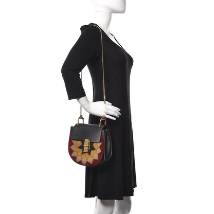 Chloe Suede Calfskin Wonder Woman Patchwork Drew Shoulder Bag Black 2 of 9