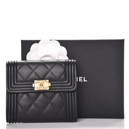 Chanel Caviar Quilted Compact Boy Wallet Black 9 of 9