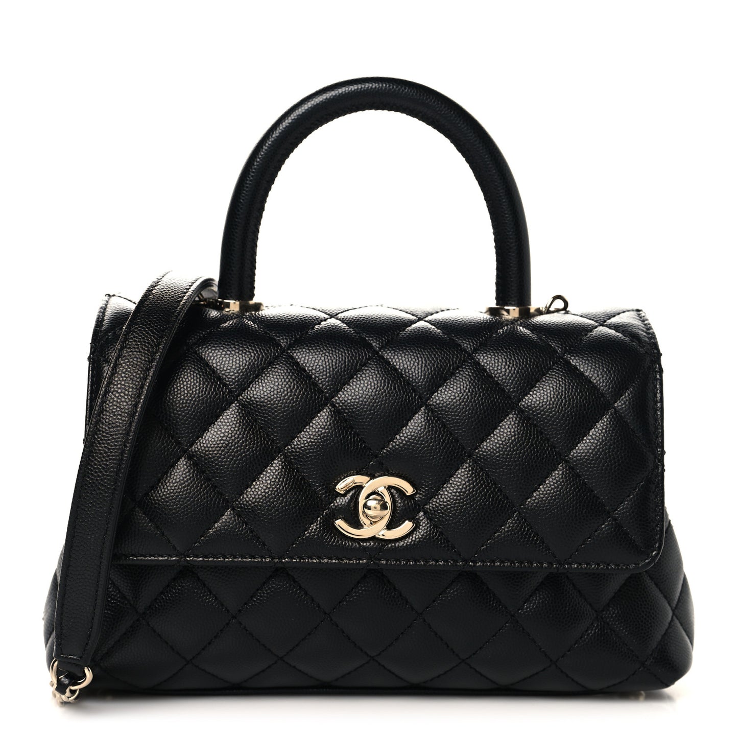 Caviar Quilted Mini Coco Handle Flap Black