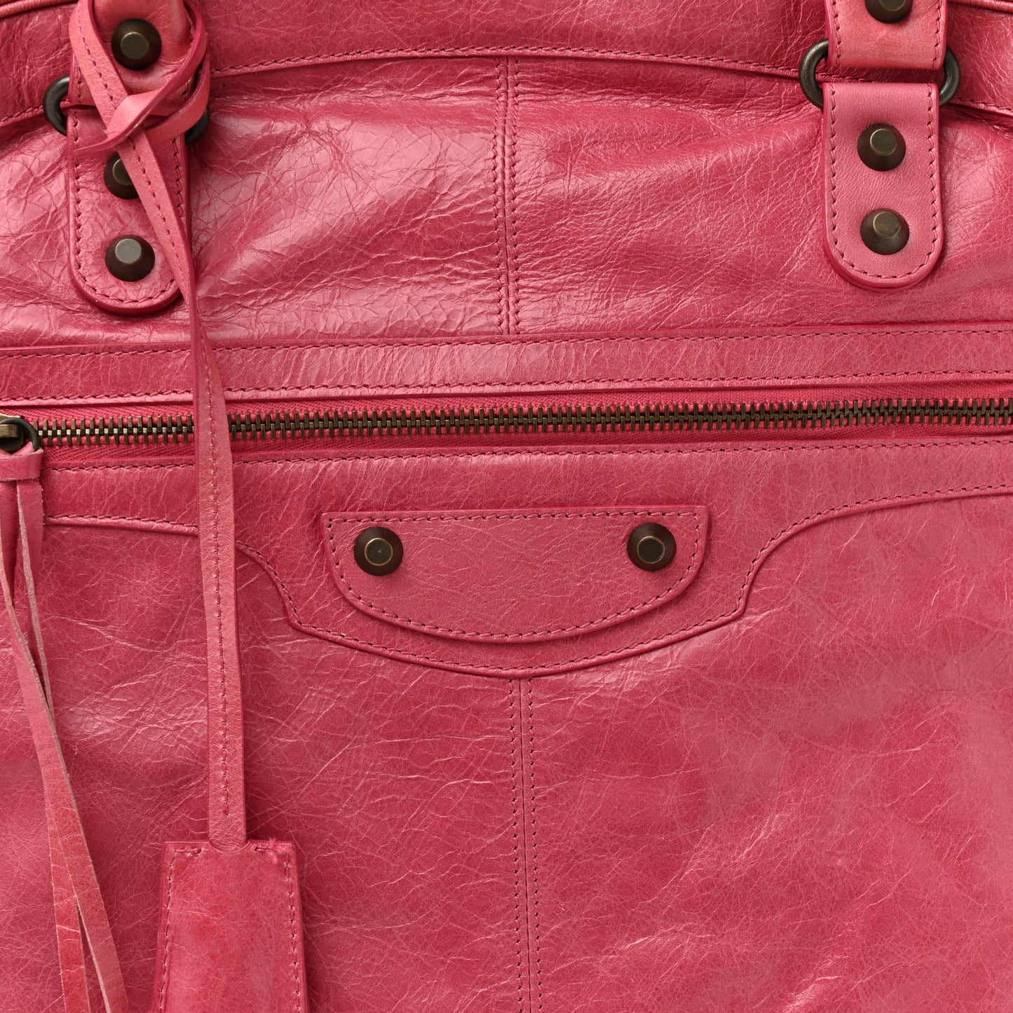 Agneau Classic Hardware Briefcase Tote Pivoine