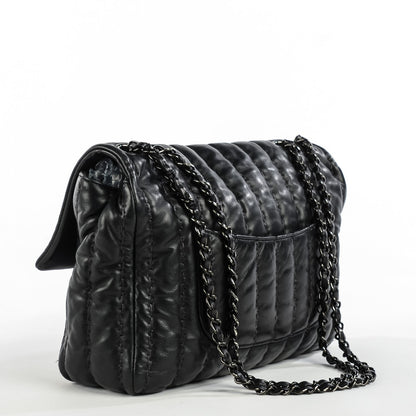 Chanel Lambskin Vertical Stitch Jumbo Single Flap Black 3 of 8