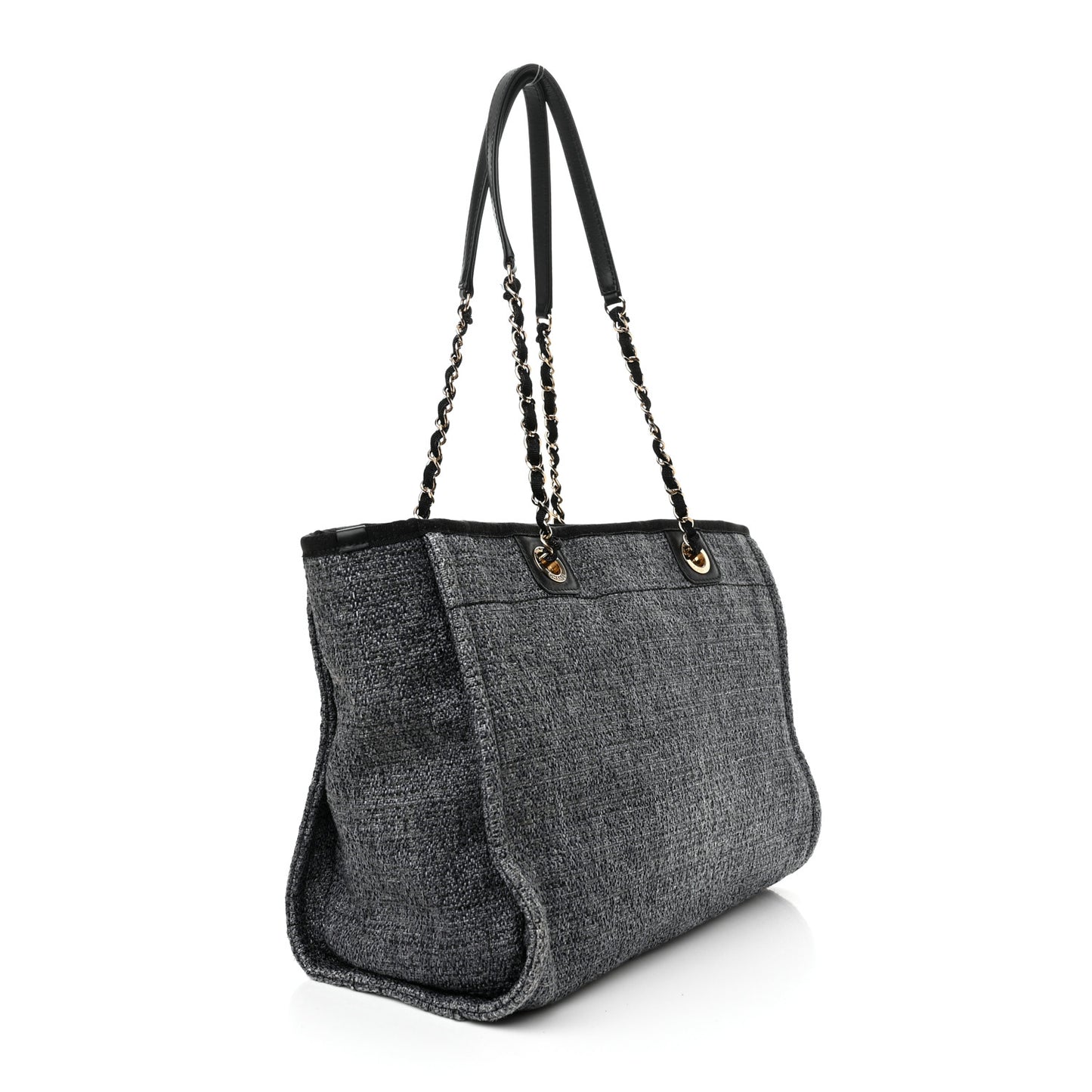 Woven Straw Raffia Small Deauville Tote Charcoal