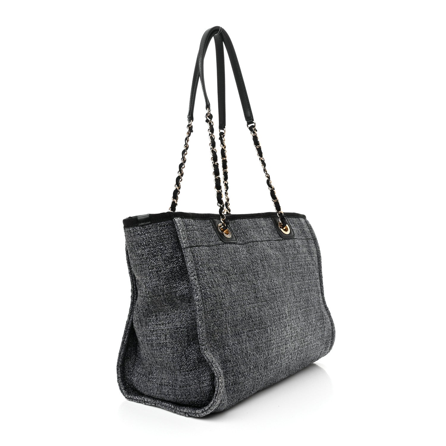 Chanel Woven Straw Raffia Small Deauville Tote Charcoal 3 of 10