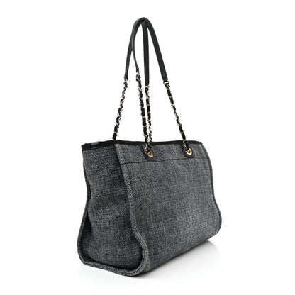 Chanel Woven Straw Raffia Small Deauville Tote Charcoal 3 of 10