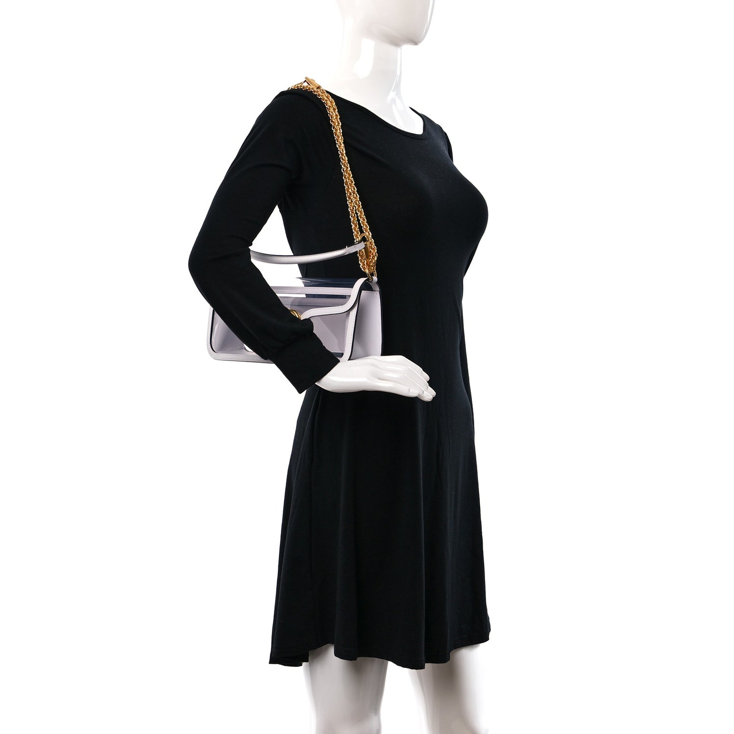 PVC Nappa Vlogo Loco Shoulder Bag Trasparente Optic White