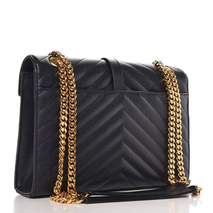 Saint Laurent Grain De Poudre Matelasse Chevron Medium Monogram Satchel Midnight Blue 3 of 8