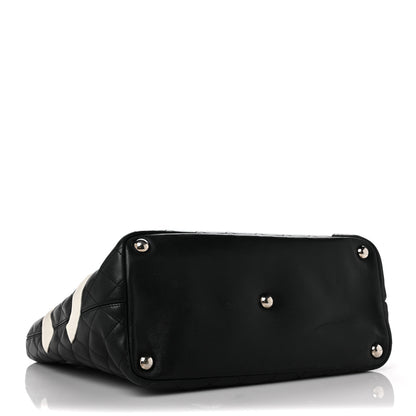 Chanel Calfskin Quilted Large Cambon Tote Black White 4 of 12