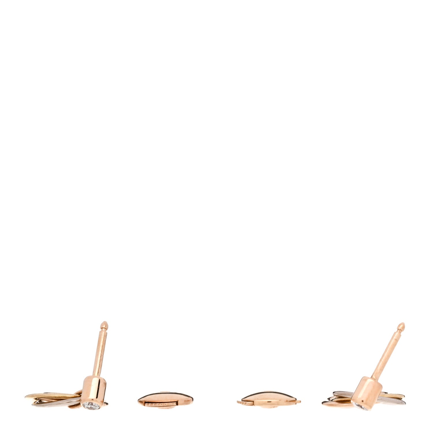 Cartier 18K Pink Yellow White Gold Diamond Trinity Drop Earrings 3 of 5