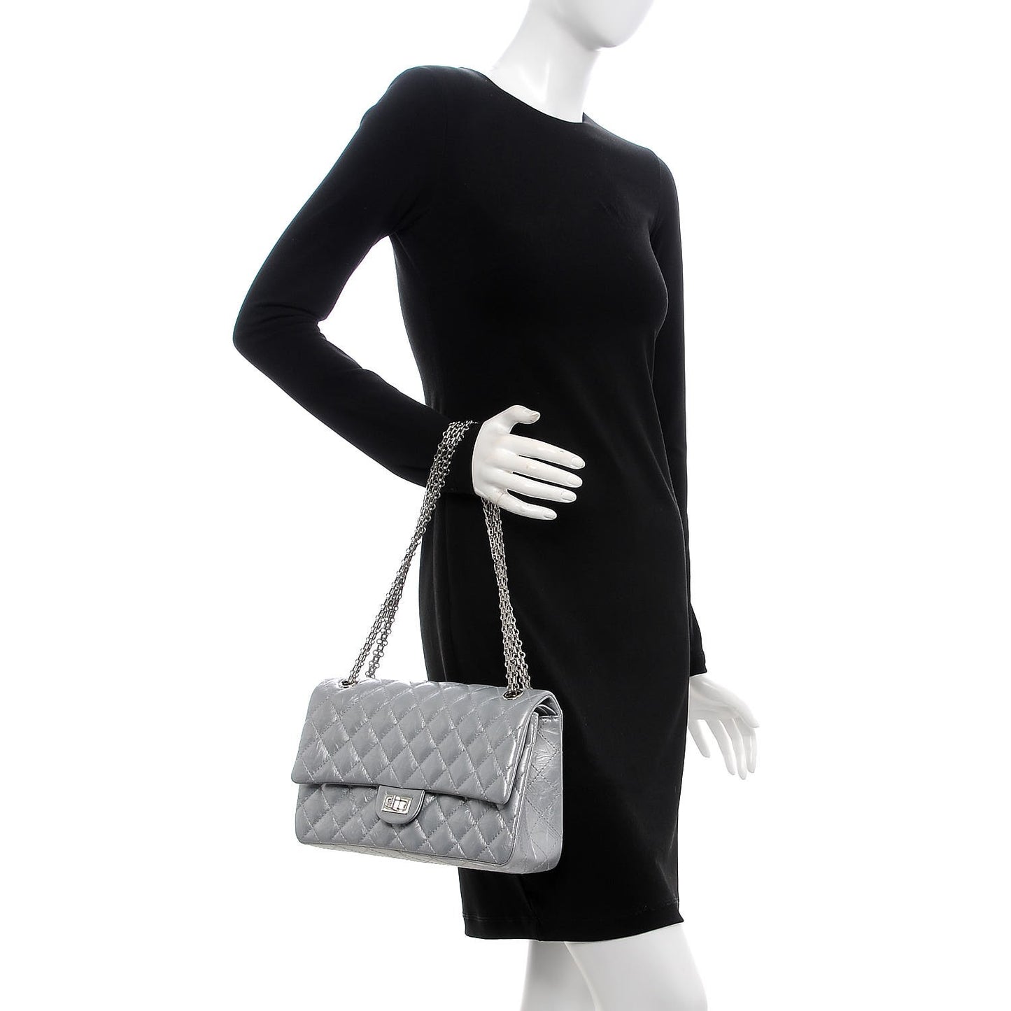 Metallic Aged Calfskin Quilted 2.55 Reissue 226 Flap Silver