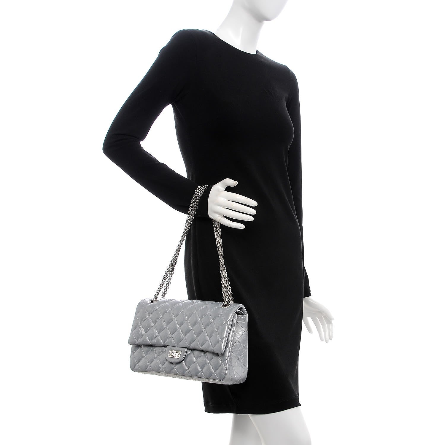 Chanel Metallic Aged Calfskin Quilted 2.55 Reissue 226 Flap Silver 3 of 9