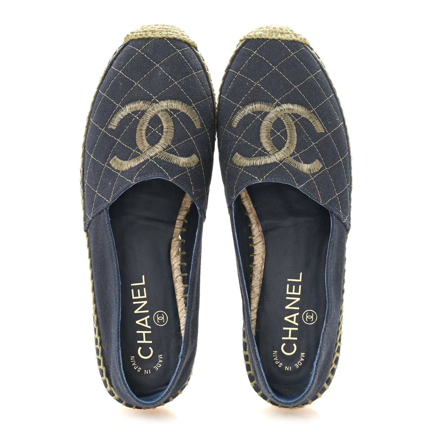 Chanel Fabric Biarritz CC Espadrilles 38 Blue Green 2 of 9