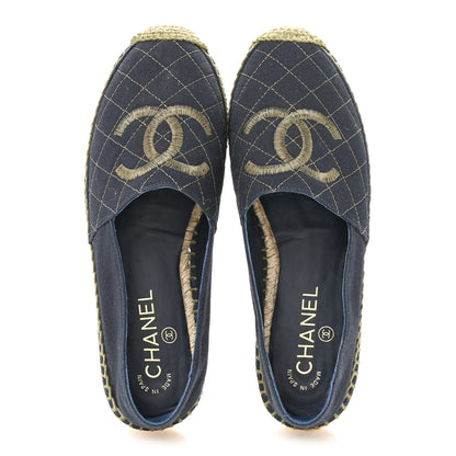Chanel Fabric Biarritz CC Espadrilles 38 Blue Green 2 of 9