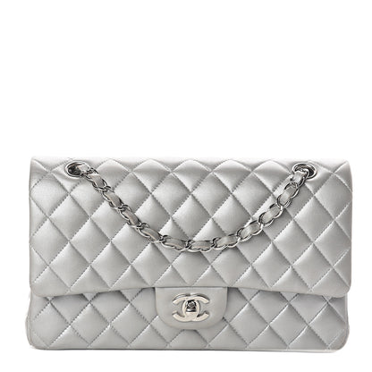 Chanel Metallic Lambskin Quilted Medium Double Flap Silver 1 of 10