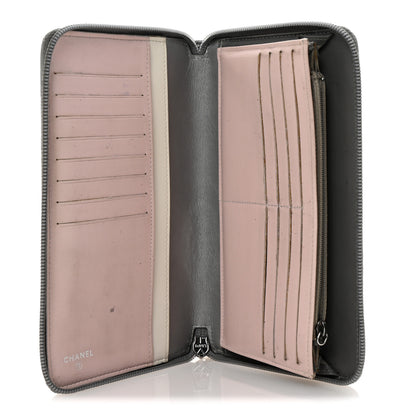 Chanel Metallic Aged Calfskin Quilted Palette Large Zip Around Organizer Wallet Silver 5 of 9