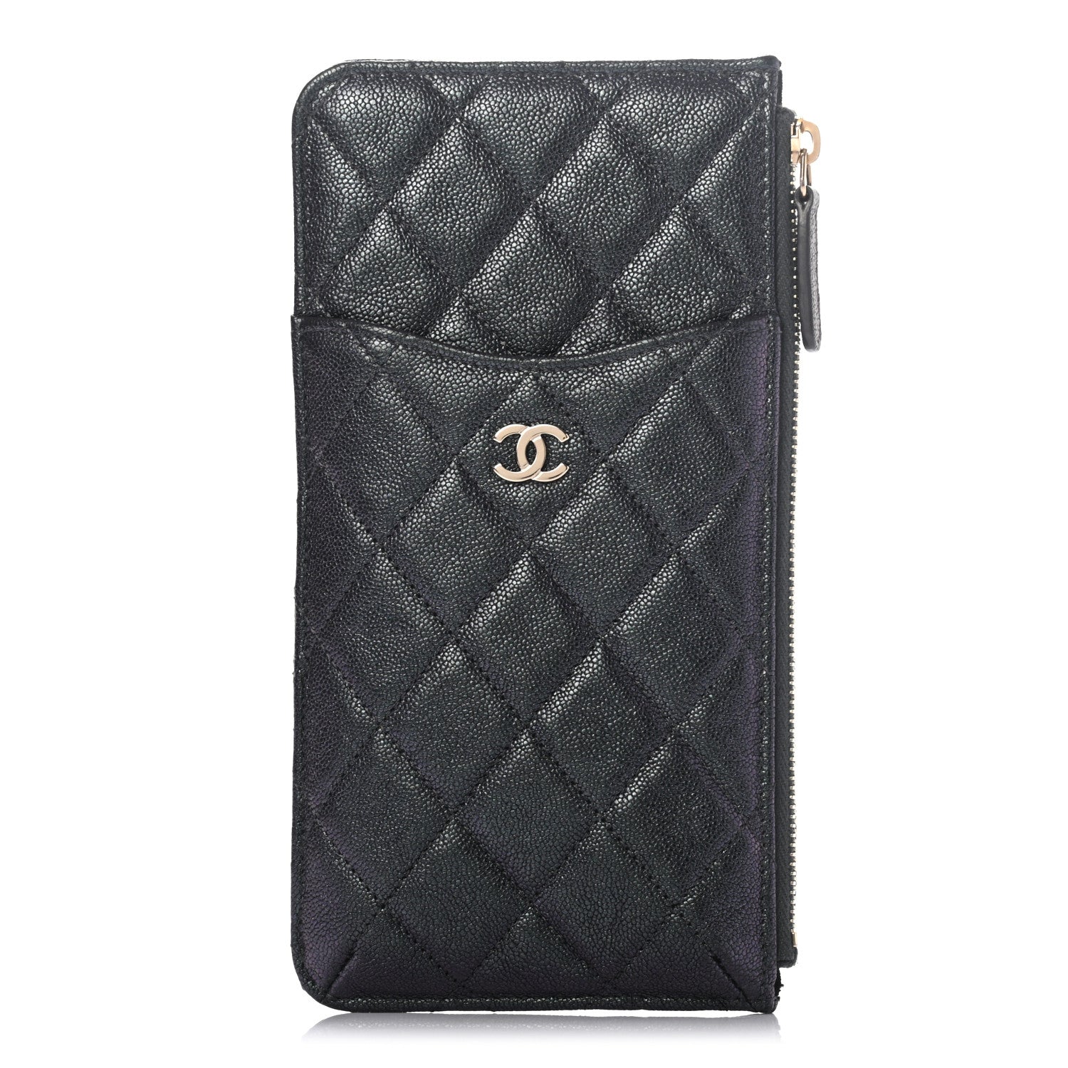Chanel Iridescent Caviar Quilted Classic Flat Wallet Pouch Black 1 of 7