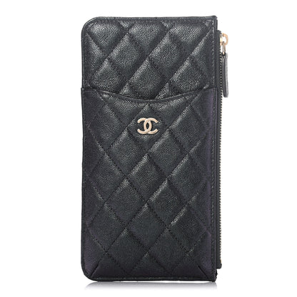 Chanel Iridescent Caviar Quilted Classic Flat Wallet Pouch Black 1 of 7
