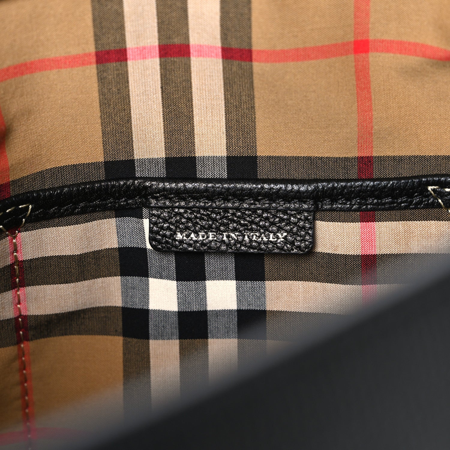 Burberry Derby Calfskin House Check Medium Banner Tote Black Sea Green 7 of 11
