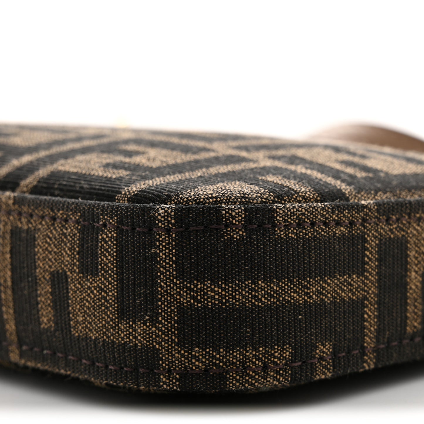 Fabric Jacquard Vitello Grace FF 1974 Baguette Pouch Tobacco Moro Sand