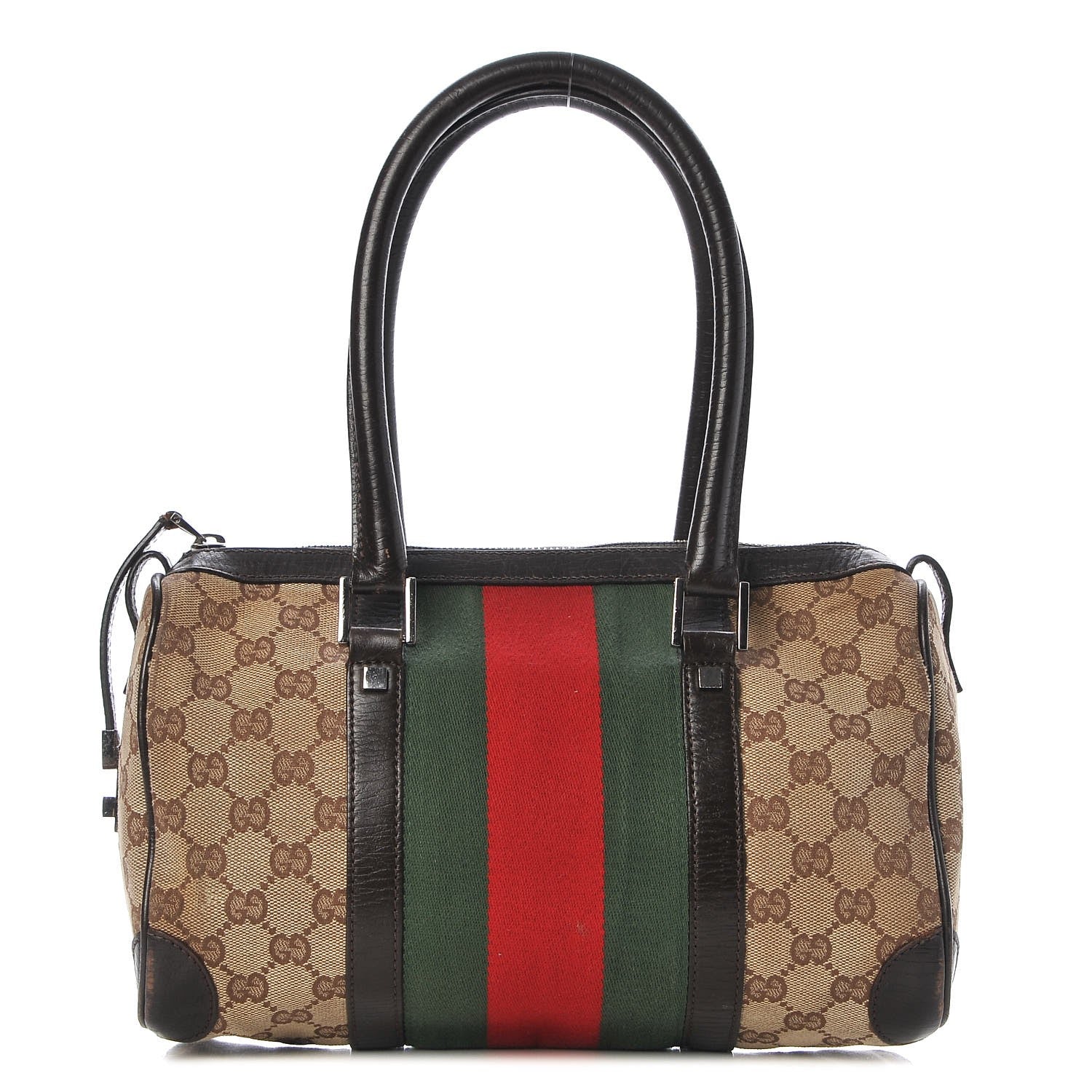 Gucci Monogram Vintage Web Mini Boston Dark Brown 1 of 26