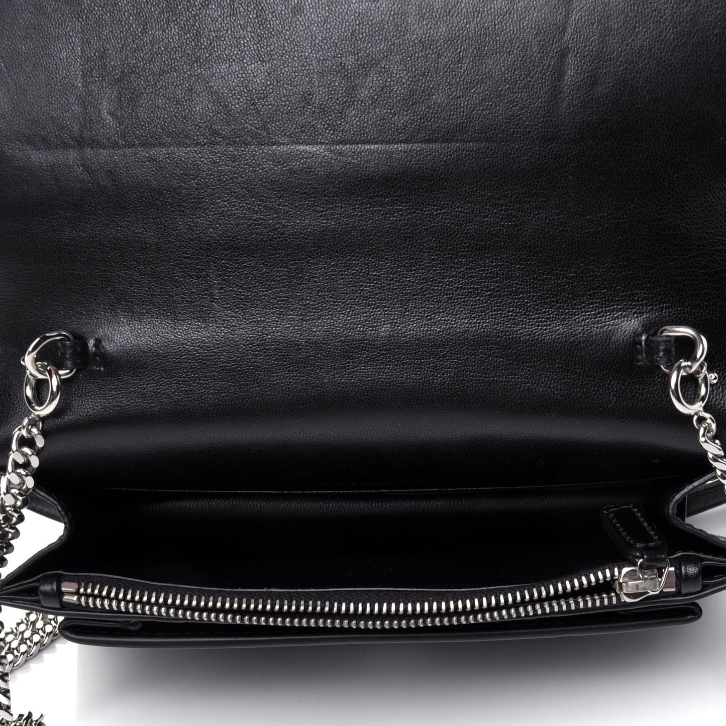 Calfskin Crocodile Embossed Monogram Sunset Top Handle Chain Wallet Black