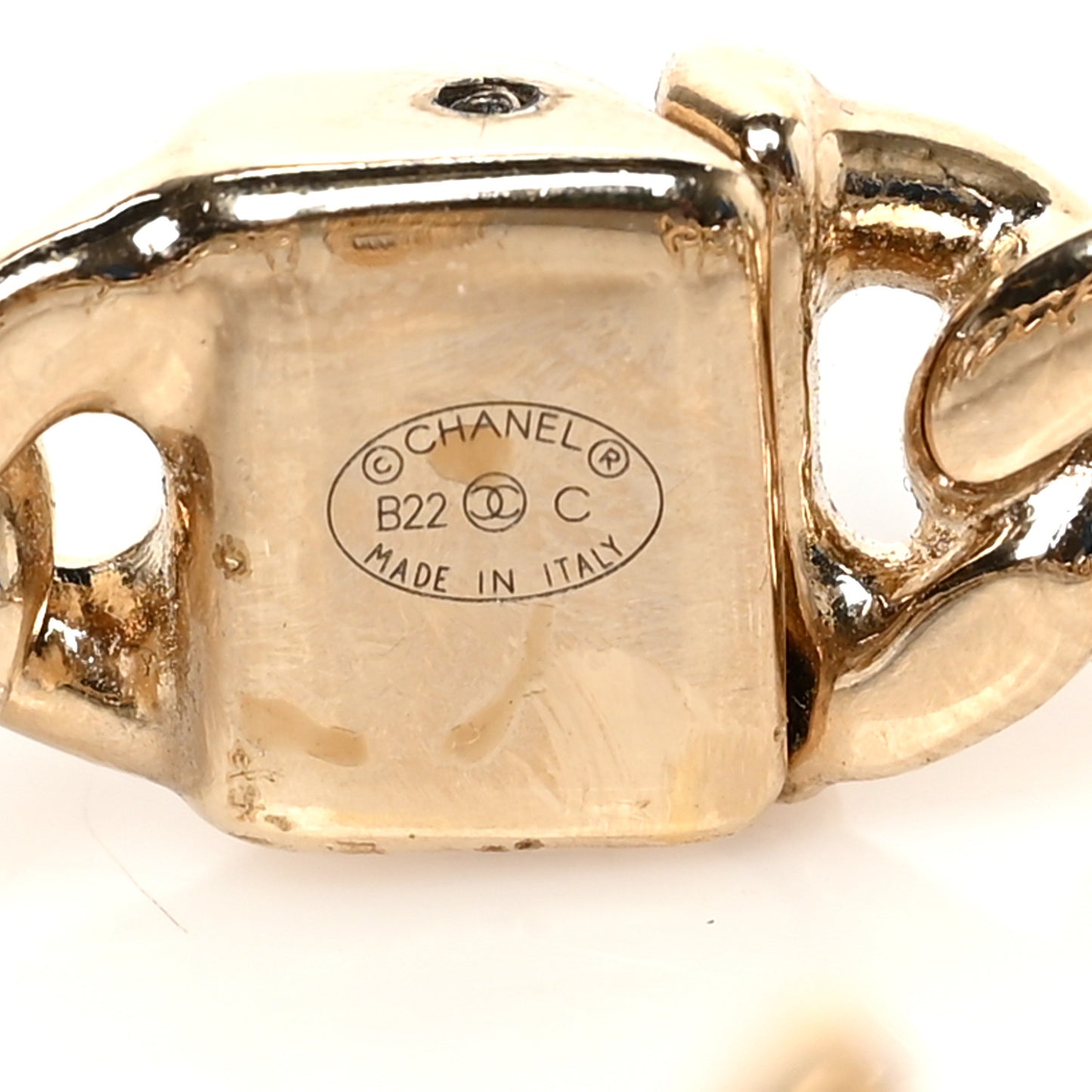 Metal CC Chain Link Cuff Bracelet Gold