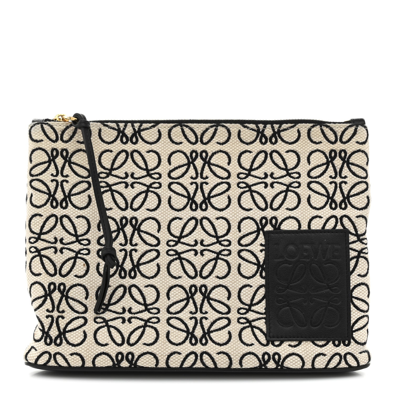 Loewe Jacquard Anagram Calfskin Pouch Ecru Black 1 of 7