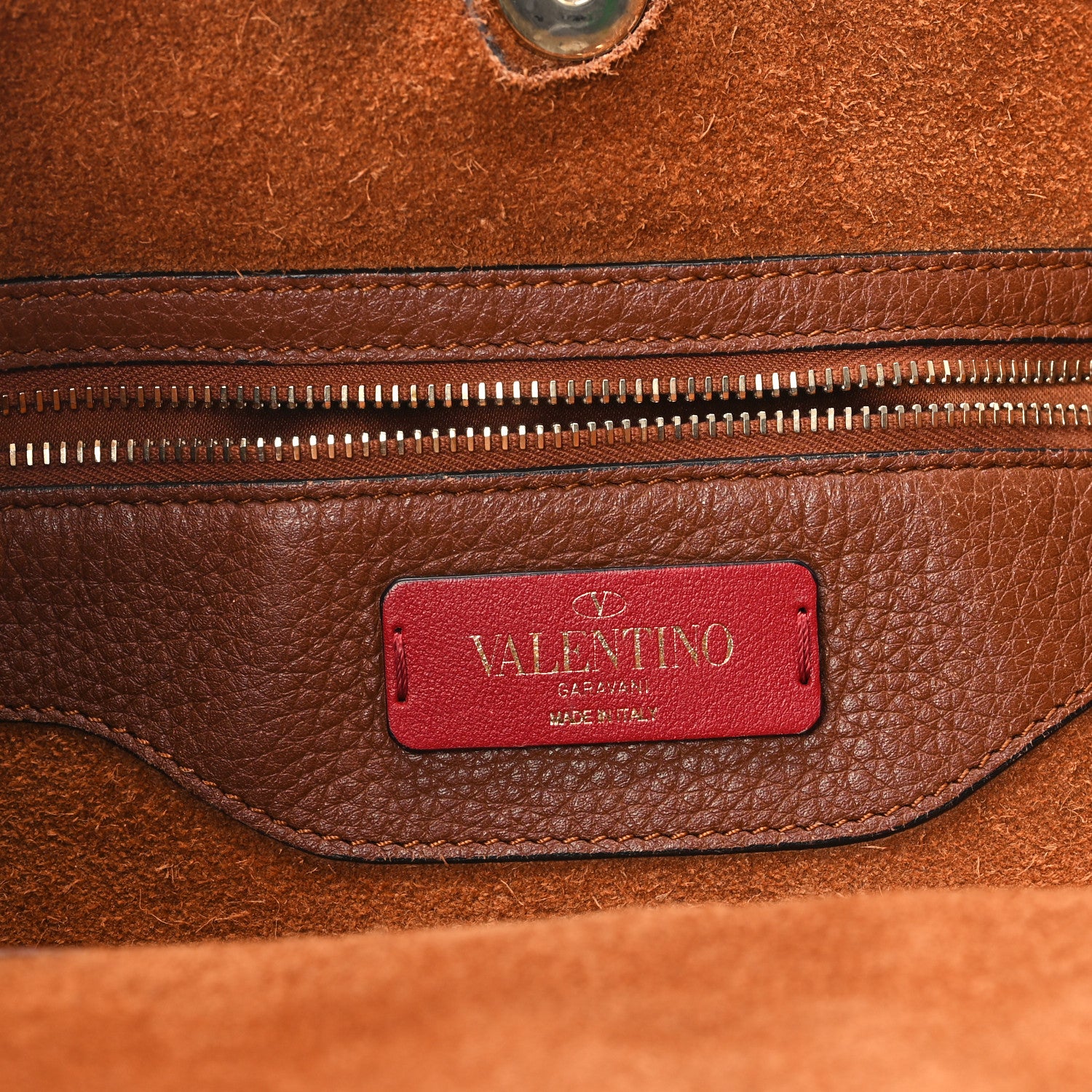 Valentino Garavani Grained Calfskin Rockstud Shoulder Tote Bright Cognac 6 of 12