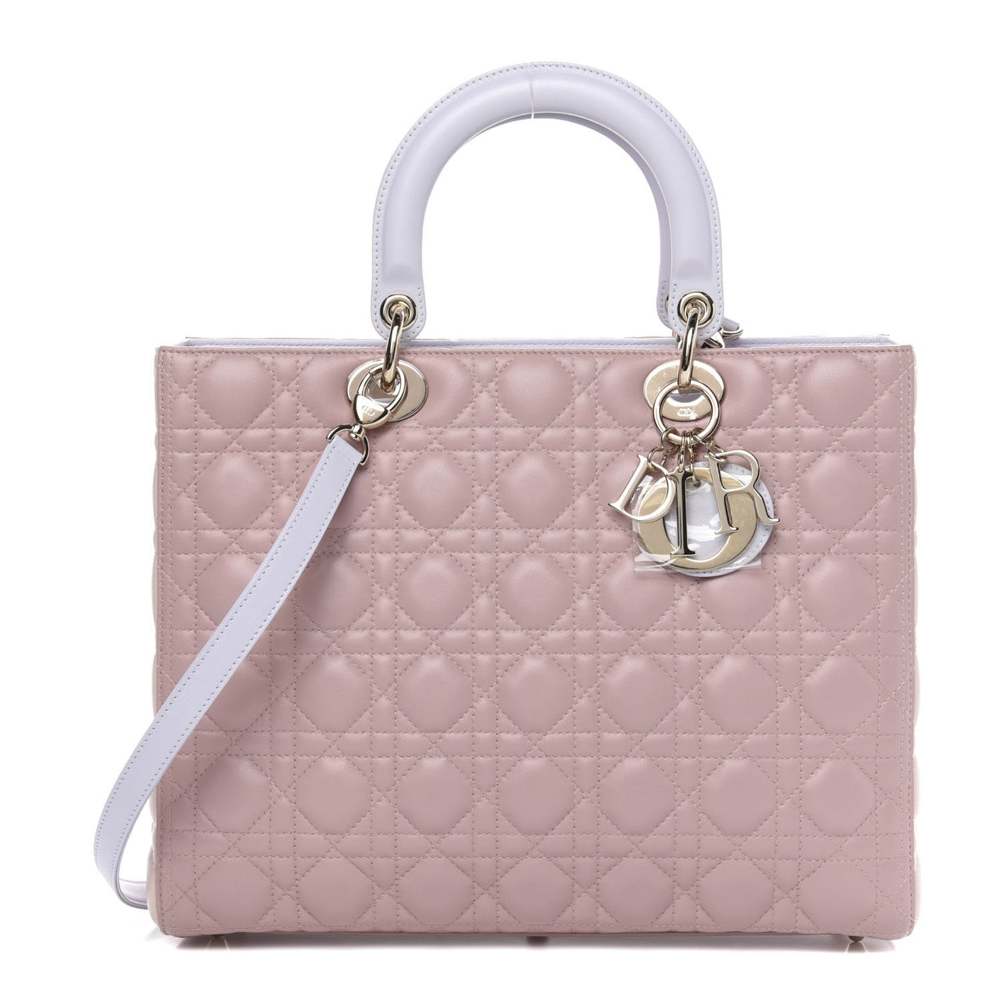 Lambskin Cannage Large Tri-Color Lady Dior Rose Pale