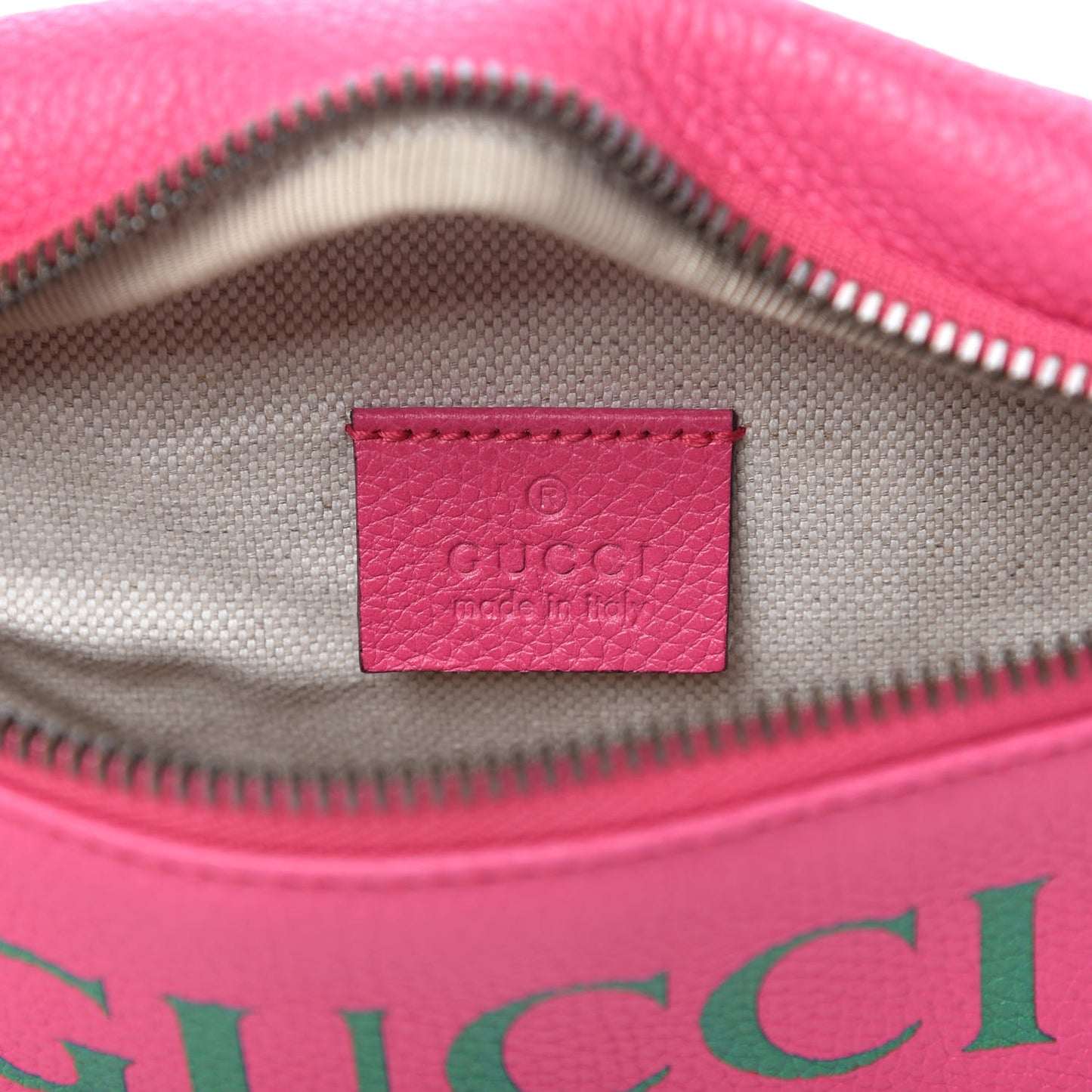 Grained Calfskin Small Logo Belt Bag Box Pink Green