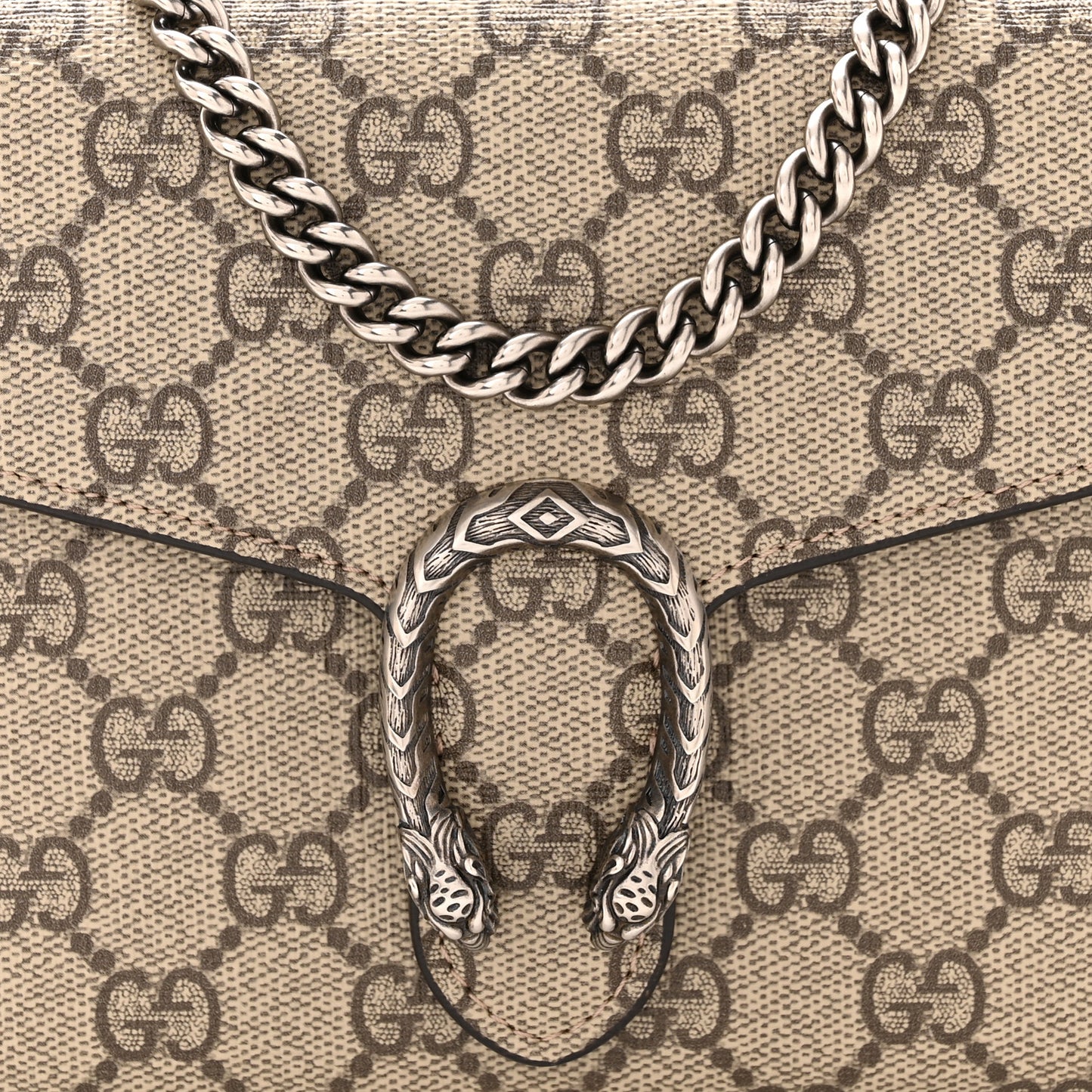GG Supreme Monogram Mini Dionysus Chain Wallet Beige Taupe