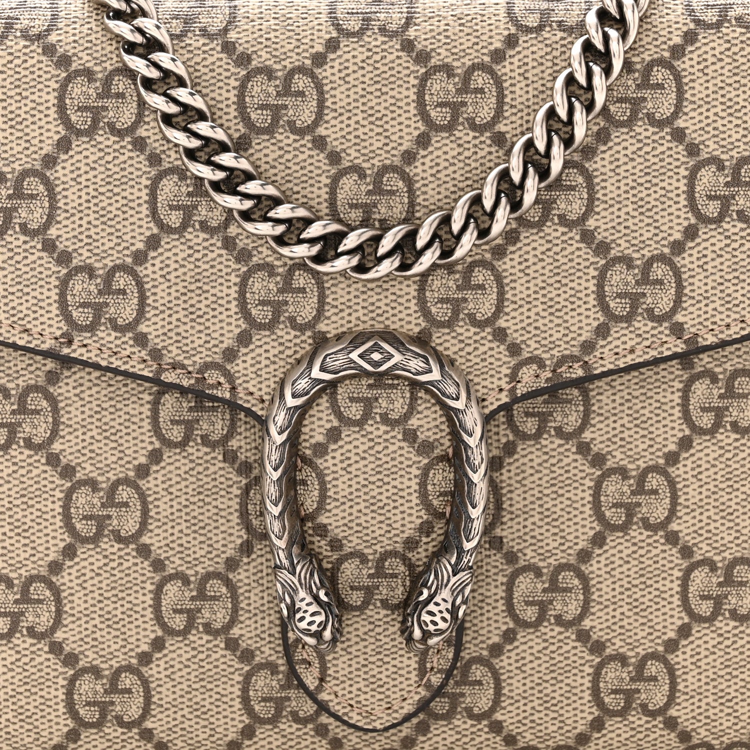 Gucci GG Supreme Monogram Mini Dionysus Chain Wallet Beige Taupe 9 of 12