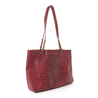 Chanel Caviar Perforated CC Tote Red 4 of 16