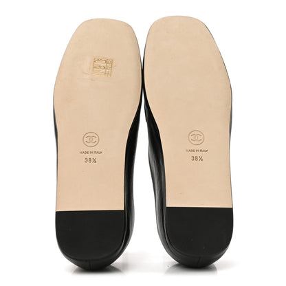 Chanel Goatskin CC Mocassin Loafers 38.5 Black 6 of 9