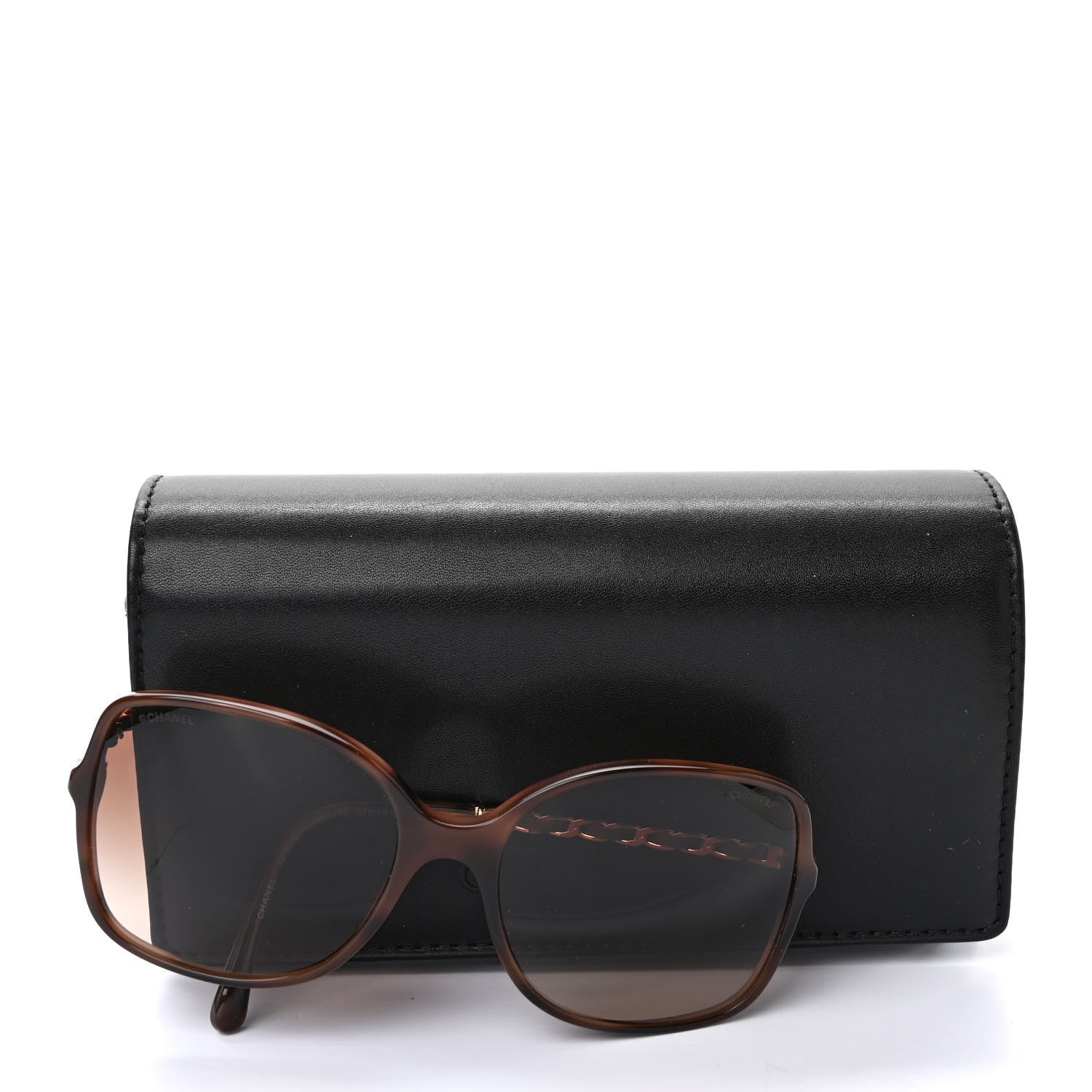 Chanel Acetate Metal Lambskin Chain Square Sunglasses 5210-Q Brown 8 of 8