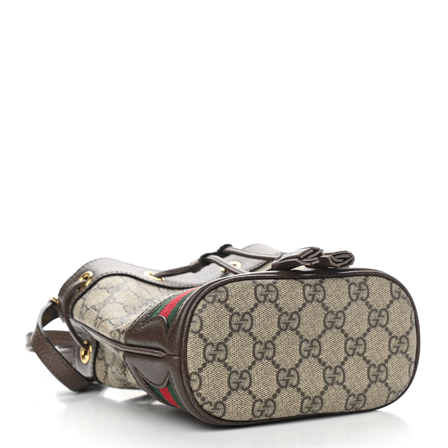 Gucci GG Supreme Monogram Web Mini Ophidia Bucket Bag Brown 4 of 10
