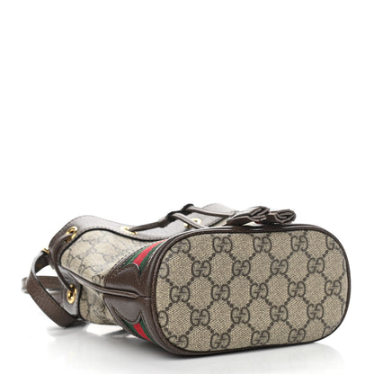 Gucci GG Supreme Monogram Web Mini Ophidia Bucket Bag Brown 4 of 10
