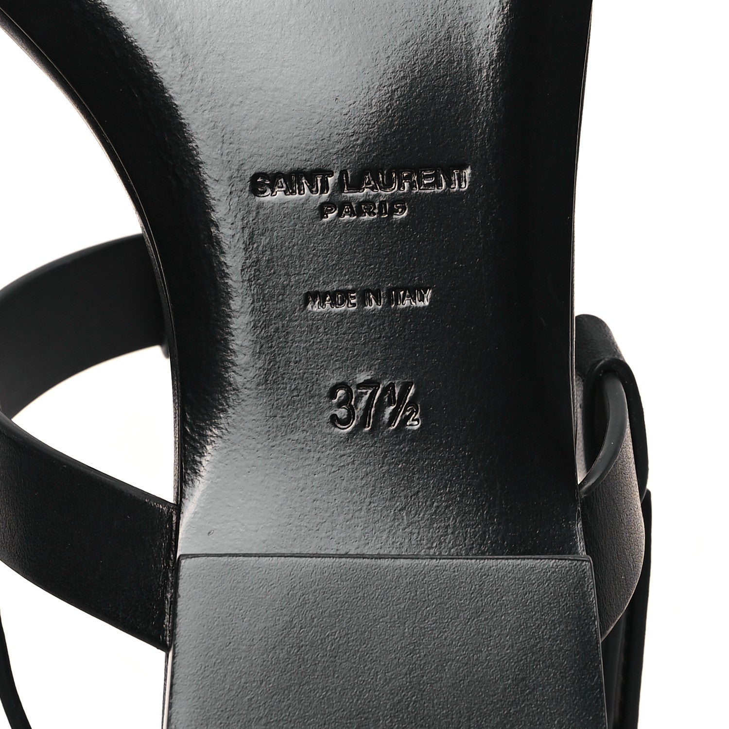 Saint Laurent Calfskin Cassandra Monogram Sandals 37.5 Black 7 of 10