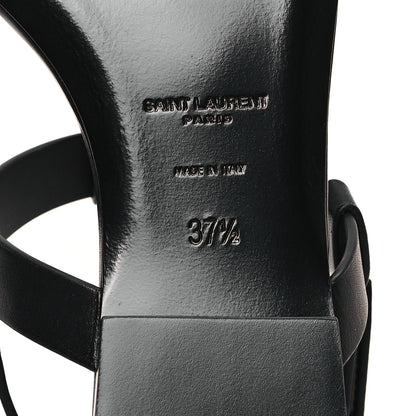 Saint Laurent Calfskin Cassandra Monogram Sandals 37.5 Black 7 of 10