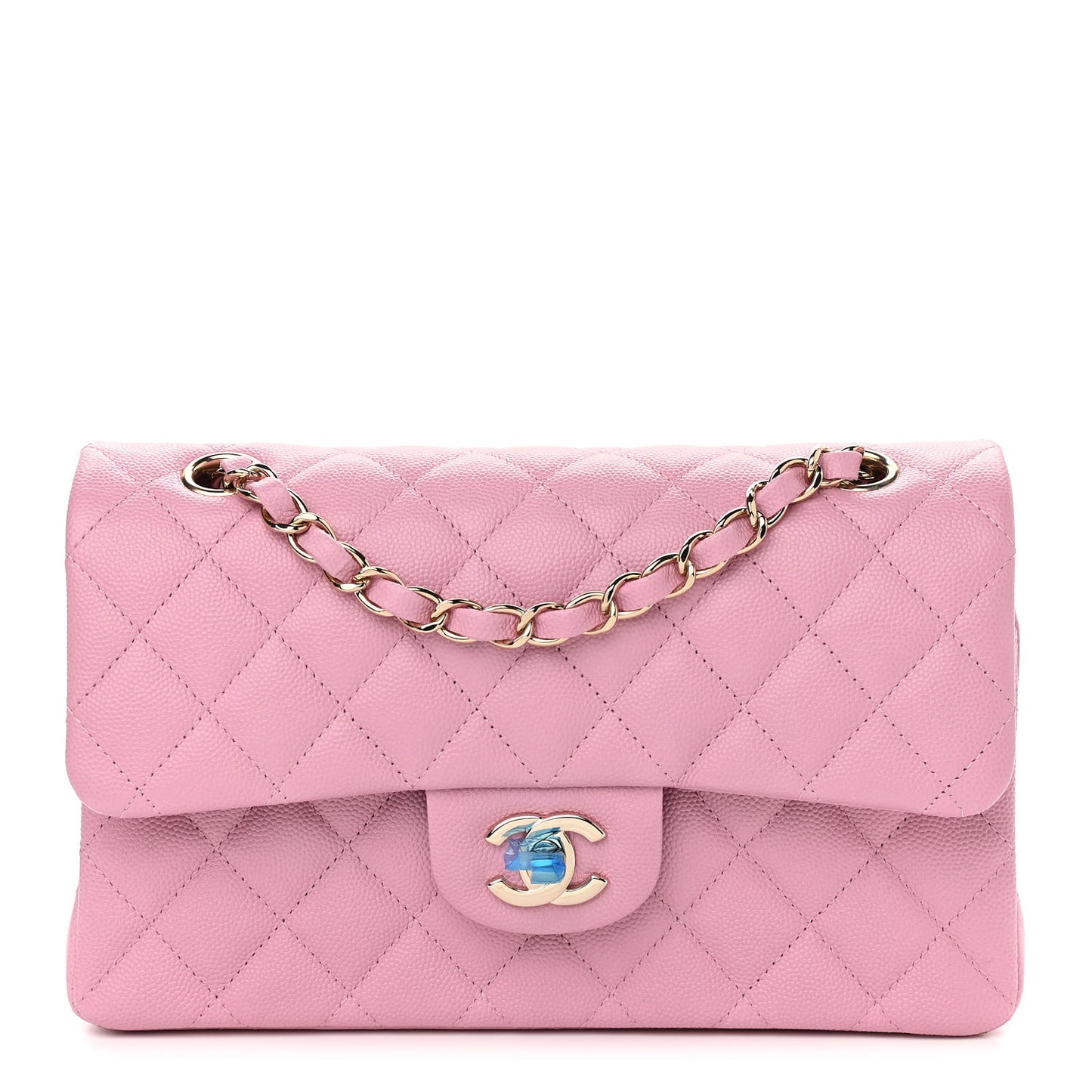Caviar Quilted Small Double Flap Pink