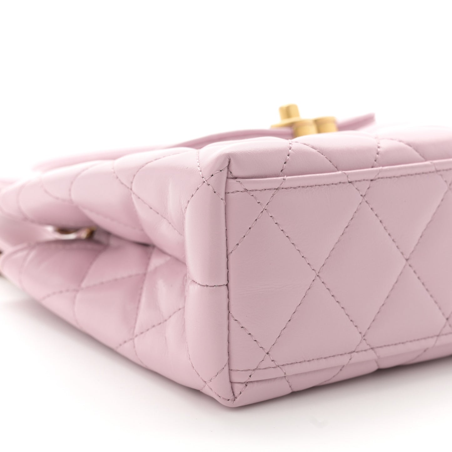Shiny Aged Calfskin Quilted Nano Kelly Shopper Pink