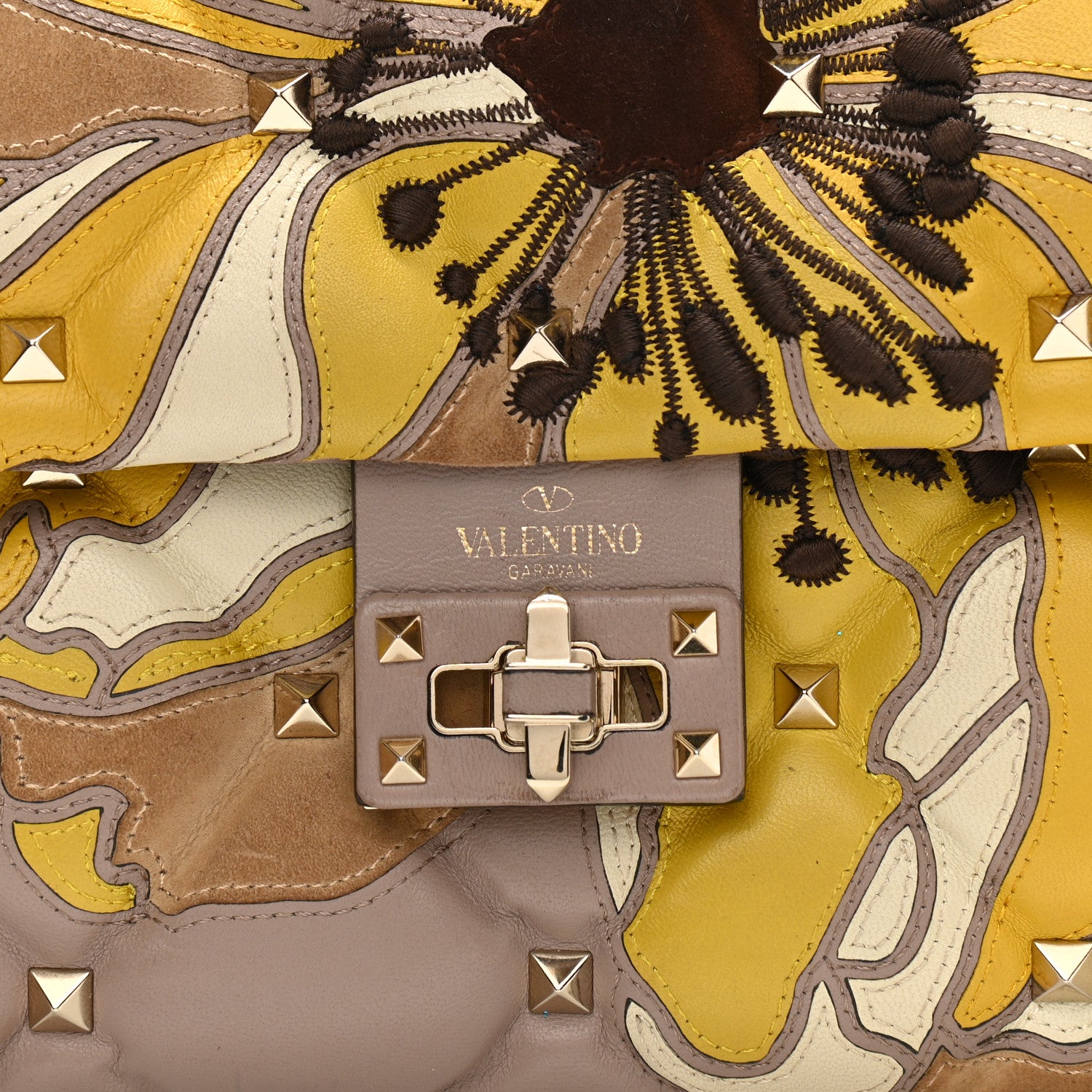 Valentino Garavani Nappa Suede Flower Embroidered Medium Candystud Crossbody Poudre Multicolor 7 of 14