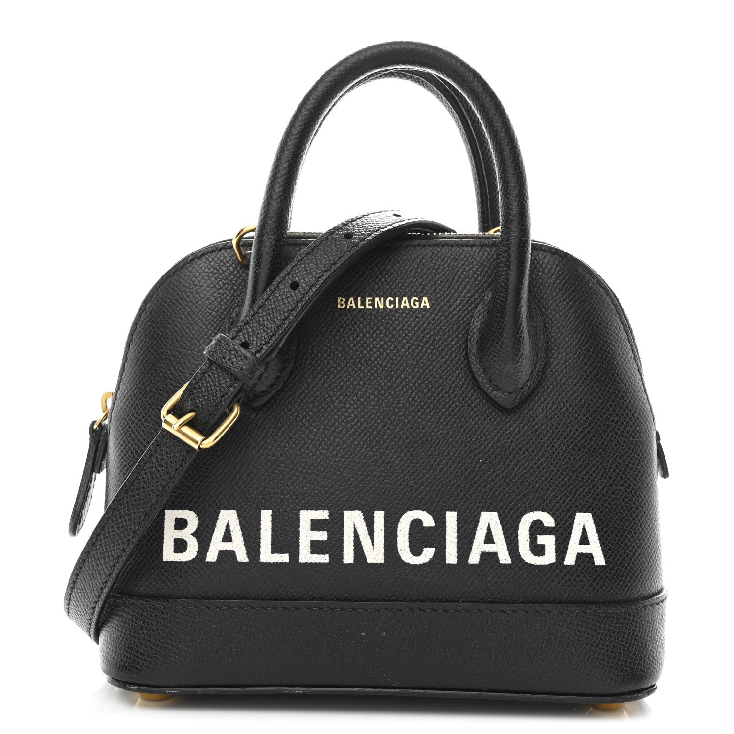 Balenciaga Signature Grained Calfskin XXS Ville Top Handle Bag Black White 1 of 10