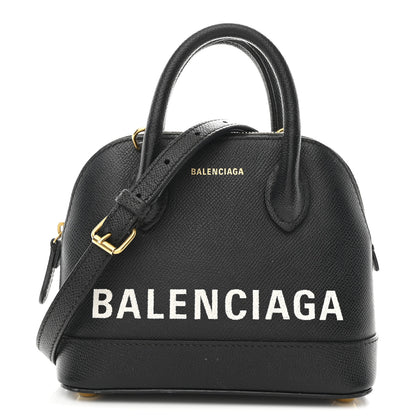 Balenciaga Signature Grained Calfskin XXS Ville Top Handle Bag Black White 1 of 10