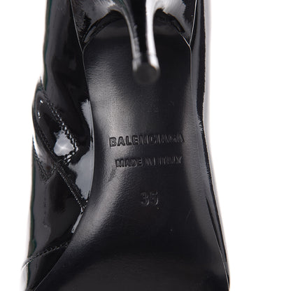 Balenciaga Patent BB Pointy Toe Ankle Booties 35 Black 6 of 8