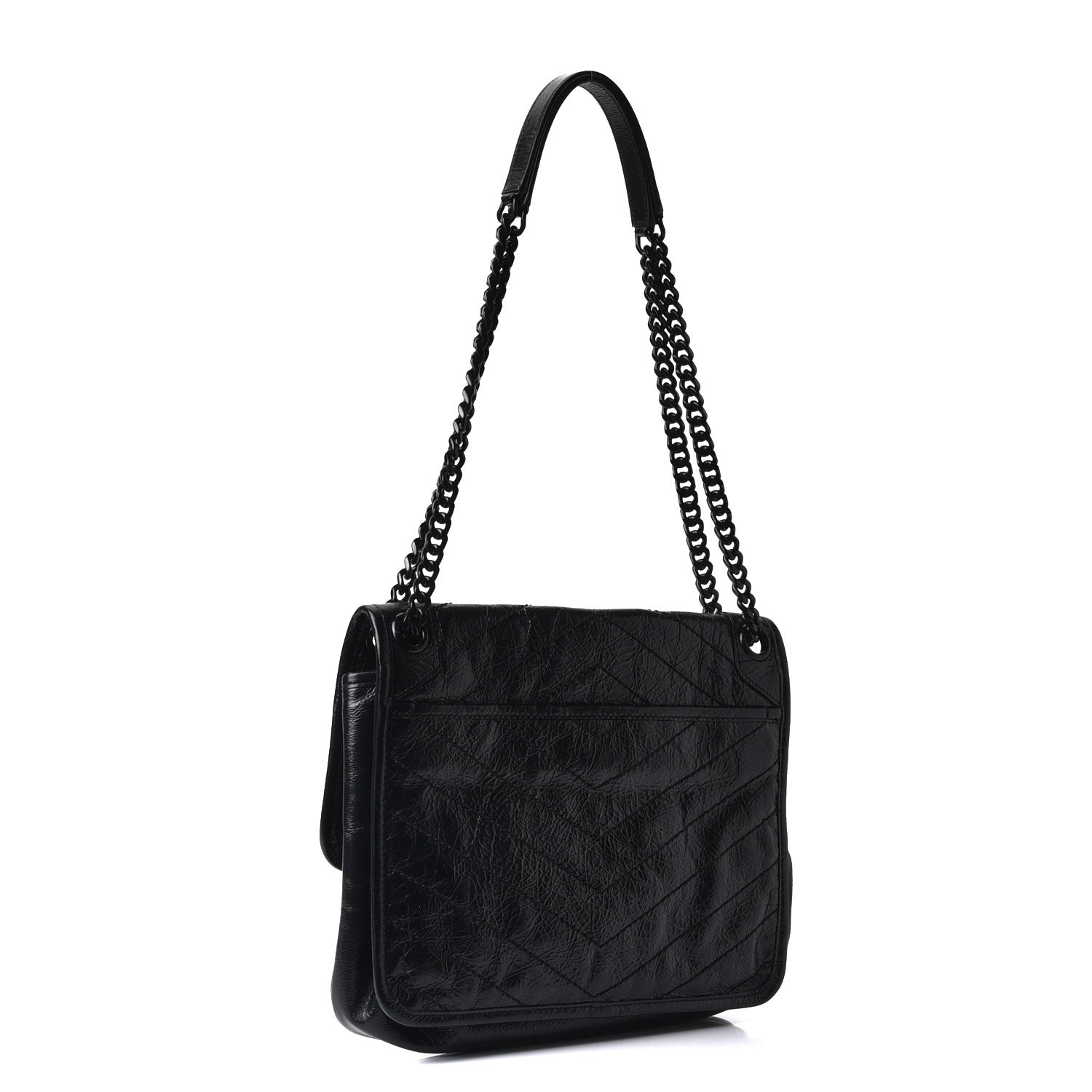 Saint Laurent Crinkled Calfskin Matelasse Monogram Medium Niki Chain Satchel Black 4 of 10