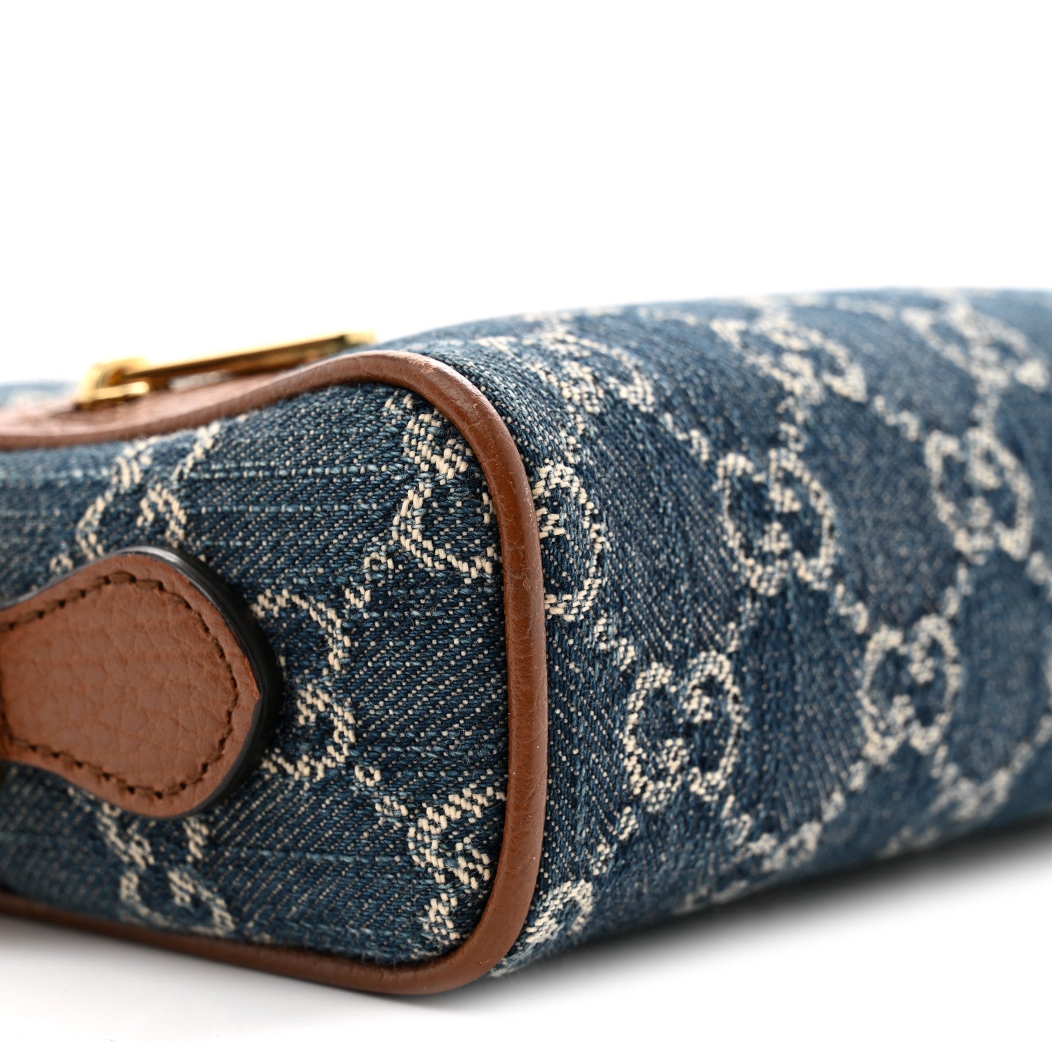 Gucci New Denim GG Monogram Dollar Calfskin Mini Ophidia Shoulder Bag Blue Tea Cuir Epilog 9 of 12